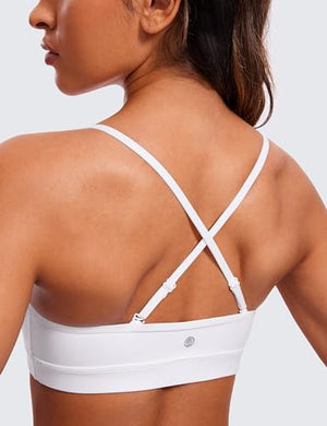 Butterluxe V-Neck Sports Bras for Women - Adjustable Thin Straps Padded Yoga Top Basic Wireless Camisole
