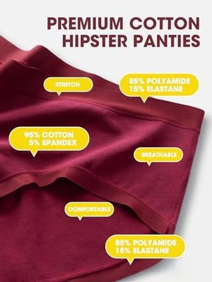 Women's Cotton Underwear Full Coverage Soft Briefs Comfortable Low Rise Breathable Ladies Hipster Panties 6 Pack