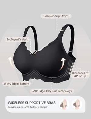 Womens Value Series Wireless Bras Push Up Soft Convertible Jelly Bra
