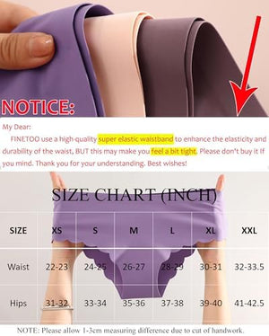 6 pack Seamless Underwear for Women Sexy Low Rise Hipster Wave Edge No Show Bikini Panties Womens Cheeky S-XL