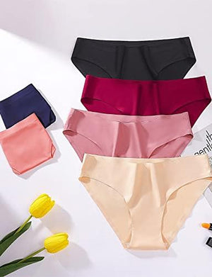 Women's Seamless Underwear No Show Stretch Bikini Panties Silky Invisible Hipster 6 Pack