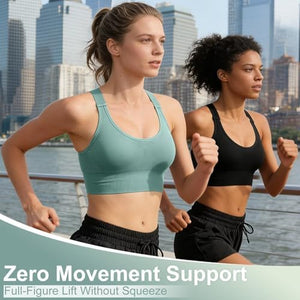 Adjustable Sports Bras for Women High Support, Padded Racerback Bra