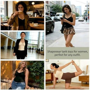 Compression Tank Tops for Women, 2-Pack, High Shaping Scoop & V-Neck Cami, Shapewear Tummy Control Camisole