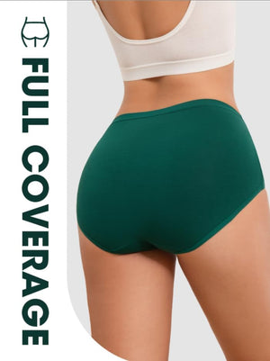 Cotton Panties for Women High Waisted Women's Underwear Breathable Full Coverage Ladies Briefs 5 Pack