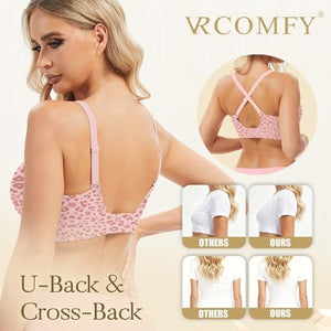 Jelly Wireless Push Up Bra Deep V Seamless Plunge No Underwire Comfortable Everyday Bras with Adjustable Straps