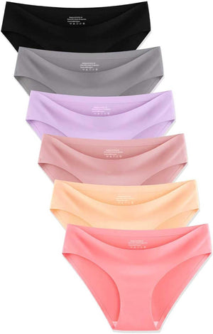 Seamless No Show Womens Underwear Bikini No Show Soft Comfortable Invisibles Briefs Low Rise Hipster Panties 6 Pack