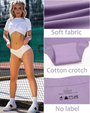 6 pack Seamless Underwear for Women Sexy Low Rise Hipster Wave Edge No Show Bikini Panties Womens Cheeky S-XL