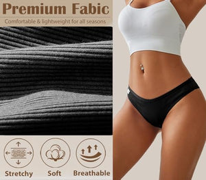 Womens Cotton Underwear Sexy Stretch Bikini Panties Low Rise Hipster Ladies Soft V-Waist Cheeky