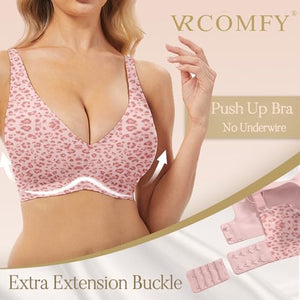 Jelly Wireless Push Up Bra Deep V Seamless Plunge No Underwire Comfortable Everyday Bras with Adjustable Straps