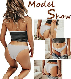 Womens Cotton Underwear Sexy Stretch Bikini Panties Low Rise Hipster Ladies Soft V-Waist Cheeky