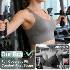 Adjustable Sports Bras for Women High Support, Padded Racerback Bra