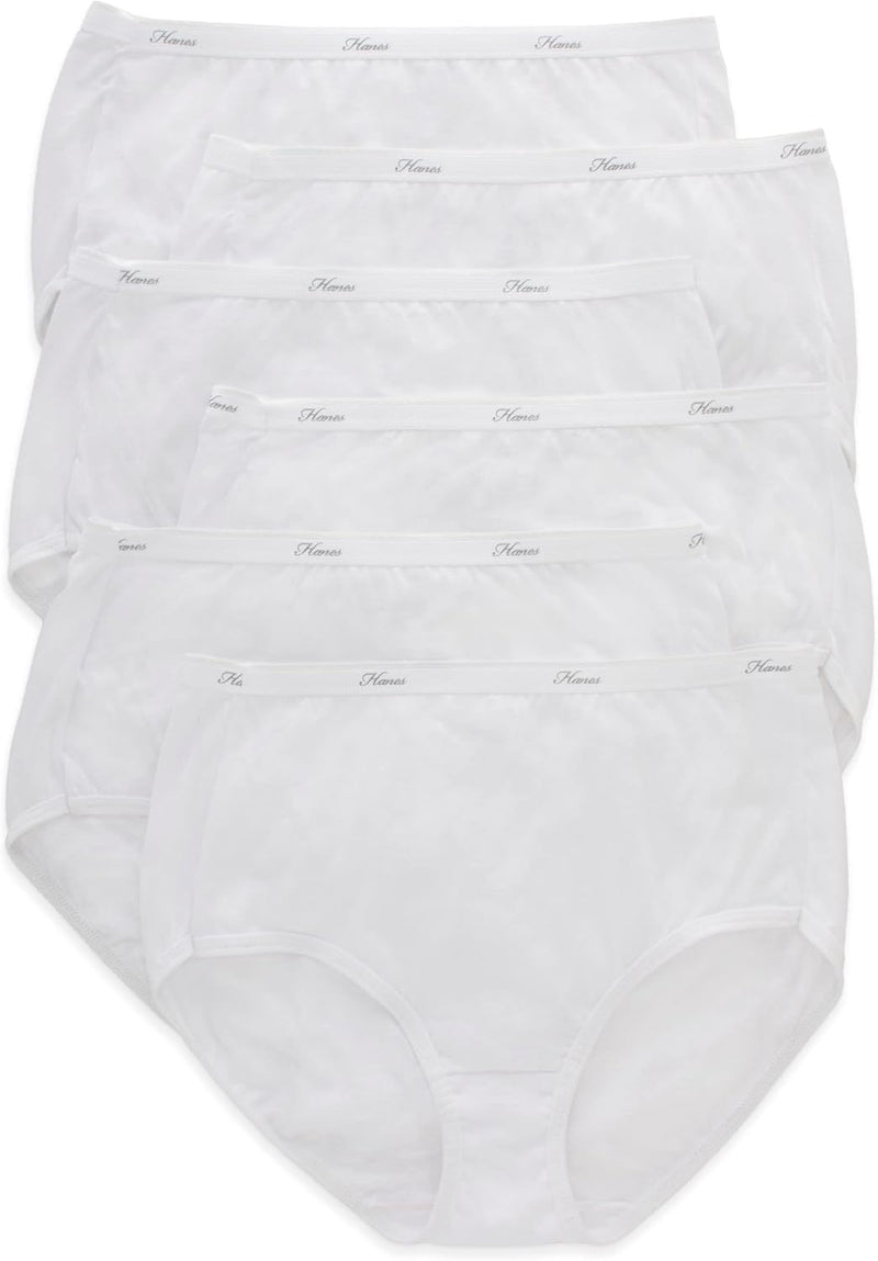 womens High-waisted Brief Panties, 6-pack, Moisture-wicking Cotton Brief Underwear (Colors May Vary)