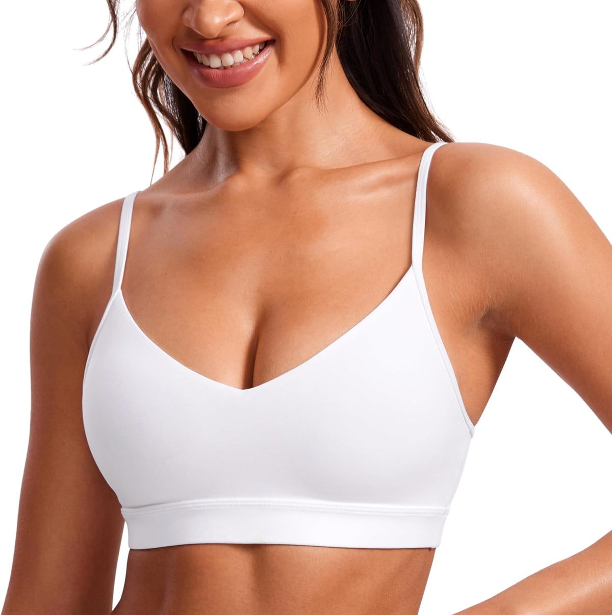 Butterluxe V-Neck Sports Bras for Women - Adjustable Thin Straps Padded Yoga Top Basic Wireless Camisole