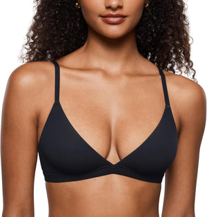 Women's Inbarely Triangle Bralette Plunge Unlined Seamless Bra No Underwire Sexy Comfortable Everyday