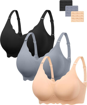 Seamless Bras Women Soft Jelly Push Up Wireless Bra Supportive V Neck No Underwire Comfort Tshirt Bralettes