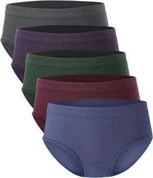 Womens Underwear, Moisture-Wicking Briefs, Soft and Breathable Panties, Mid Waist, 5-Pack