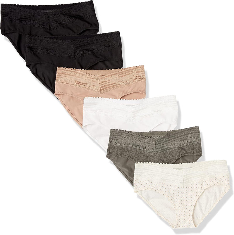 Women's Blissful Benefits Dig-free Comfort Waist With Lace Cotton Hipster 6-pack Ru2266w