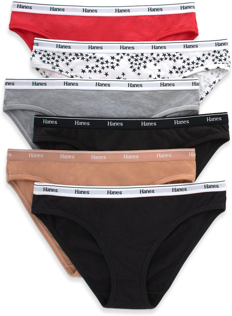 Women's Originals Bikini Panties, Breathable Stretch Cotton Underwear, Assorted, 6-pack