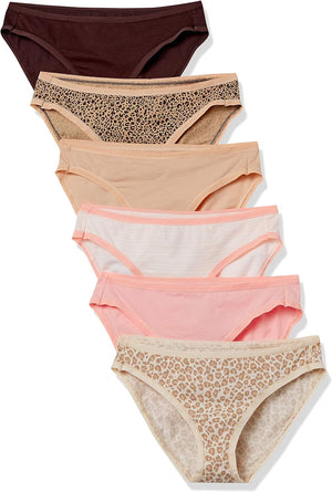 Women's Cotton Spandex Bikini Brief Underwear (Available in Plus Size), Pack of 6