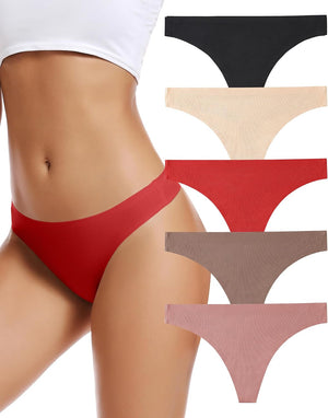 voenxe Seamless Thongs 5-Pack - Coffee