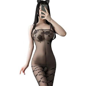 Fishnet Bodysuit Bodystocking - Black Bodystocking E