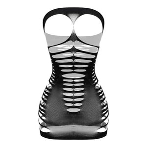 Fishnet Bodysuit Bodystocking - Black Dress C